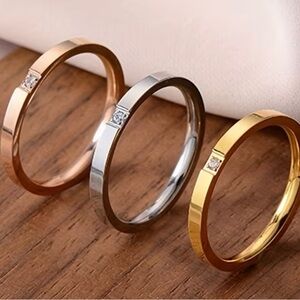 Men’s Luxury Titanium Collection Trio Rose Gold, Gold and Silver 2mm Bands S 12